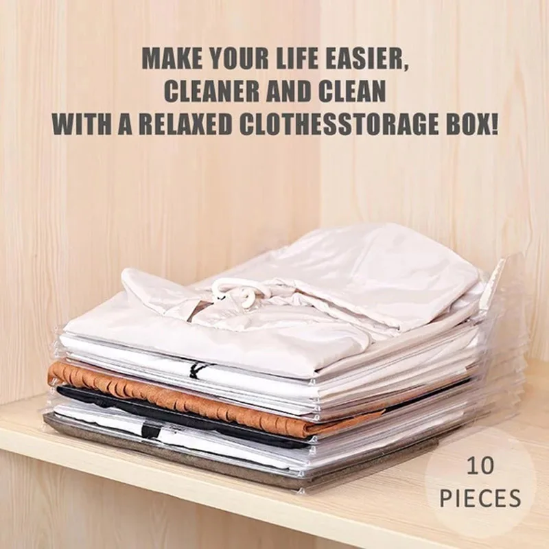 

10PCS Set Clothes Fold Board Clothing Organization System Shirt Folder Cabinet Closet Drawer Stack Household Closet Organizer