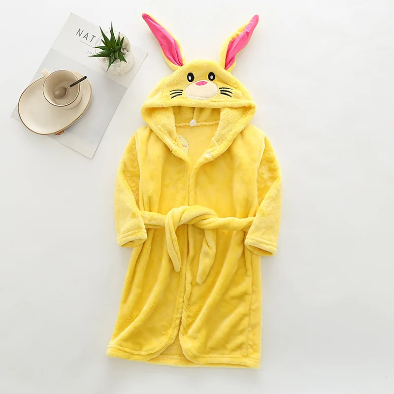 rabbit yellow Халат для малышей возрастом от 2 до 8 лет толстовки с героями мультфильмов ночное белье для мальчиков и девочек банные полотенца хорошего качества, мягкий детский банный халат, пижамы детская одежда - Цвет: rabbit yellow