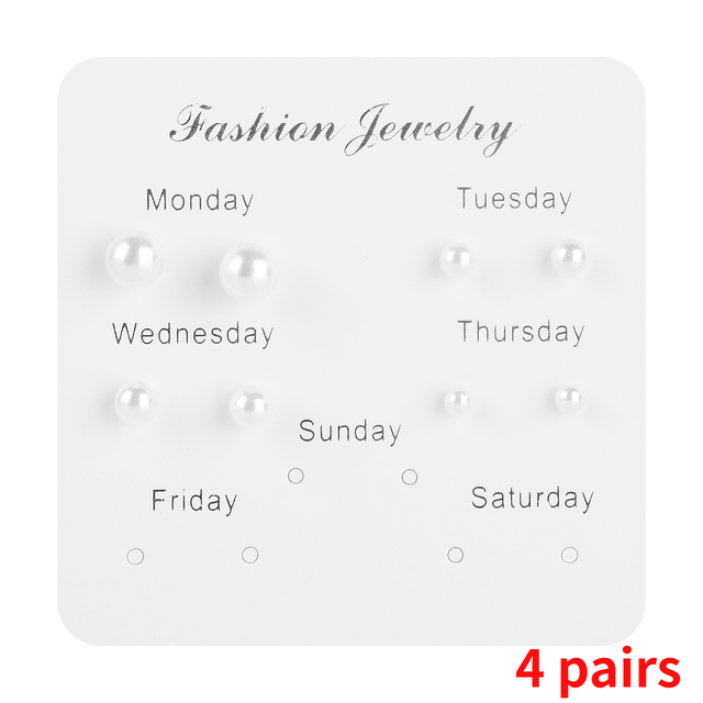 Pairs Stud Earrings Set for Women Statement Heart Star Snowflake Flower Crystal Pearl One Week Minimalist Set of Earrings Gift
