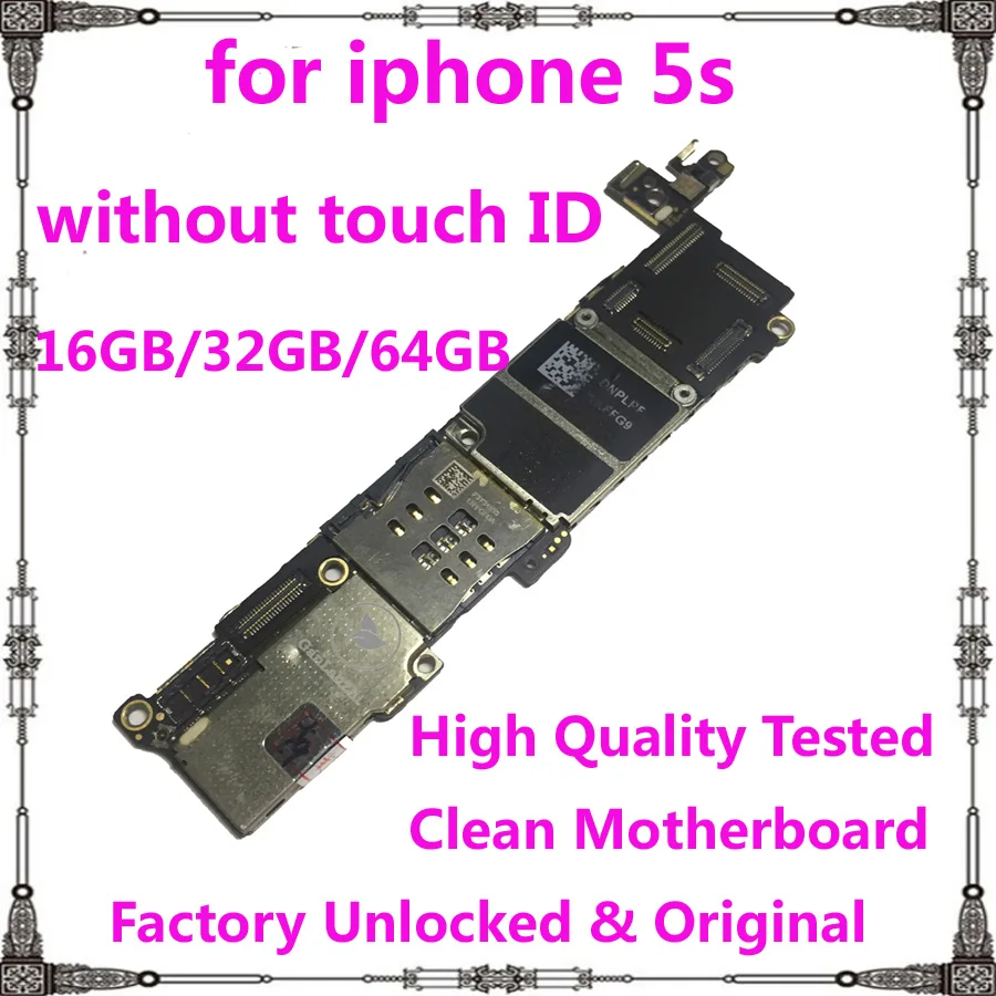 

Unlocked High Quality Motherboard for iphone 5s 16GB 32GB 64GB Original without Touch ID for iphone 5s Mainboard Clean icloud