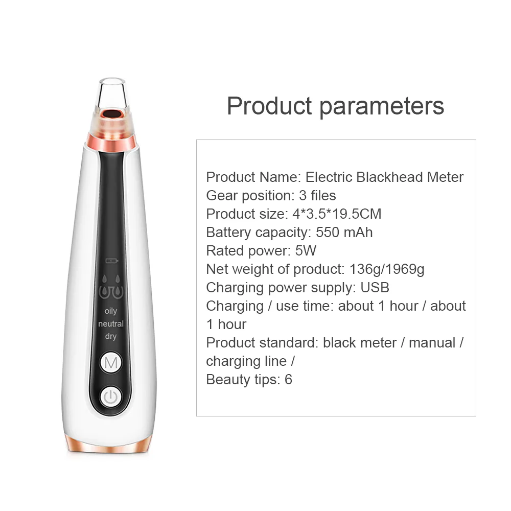 Acne Remover Blackhead Beauty Supply Face Cleaner Black Head Removal 6 Treatment Heads Acne Removing Apparatus