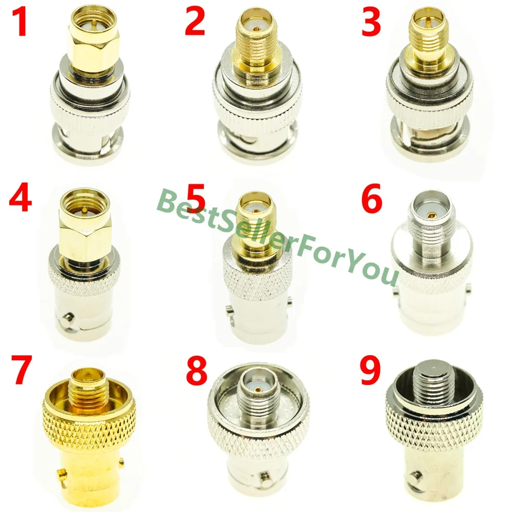Conector BNC macho a hembra SMA RP SMA hembra adaptador conector de RF prueba convertidor Kit