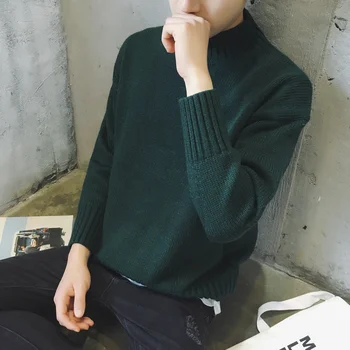 

2020 Spring And Autumn New Men's Japanese Retro Loose Half Turtleneck Sweater Fashion Casual Solid Color Pullover M-2XL