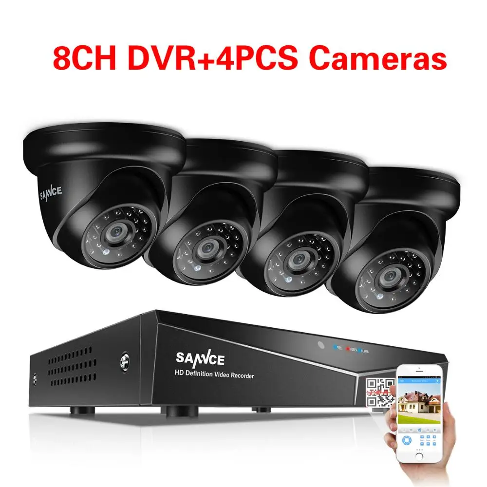 SANNCE 8CH 1080P видео система безопасности 5в1 1080N DVR с 4X8X1080 P Открытый всепогодный CCTV дома видео камеры наблюдения - Цвет: 4PCS Cameras