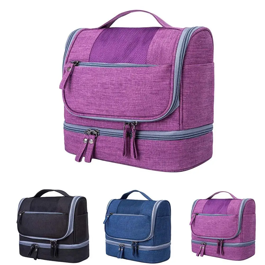 

Unisex Two Compartment Dry And Wet Separator Cosmetic Bags Solid Color Hanging Tote Cosmetic Bag Large Capacity Waterproof Bag h