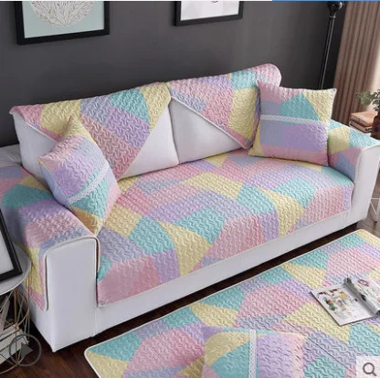 Хлопковое полотенце на диван покрывало подушка четыре сезона универсальный диван современный нескользящий эластичный стеганый чехол для сидений гостиной - Цвет: 10