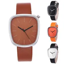 Reloj de pulsera de cuarzo para hombre y mujer, cronógrafo informal con correa de cuero de imitación, sin número, analógico, Unisex, 2021