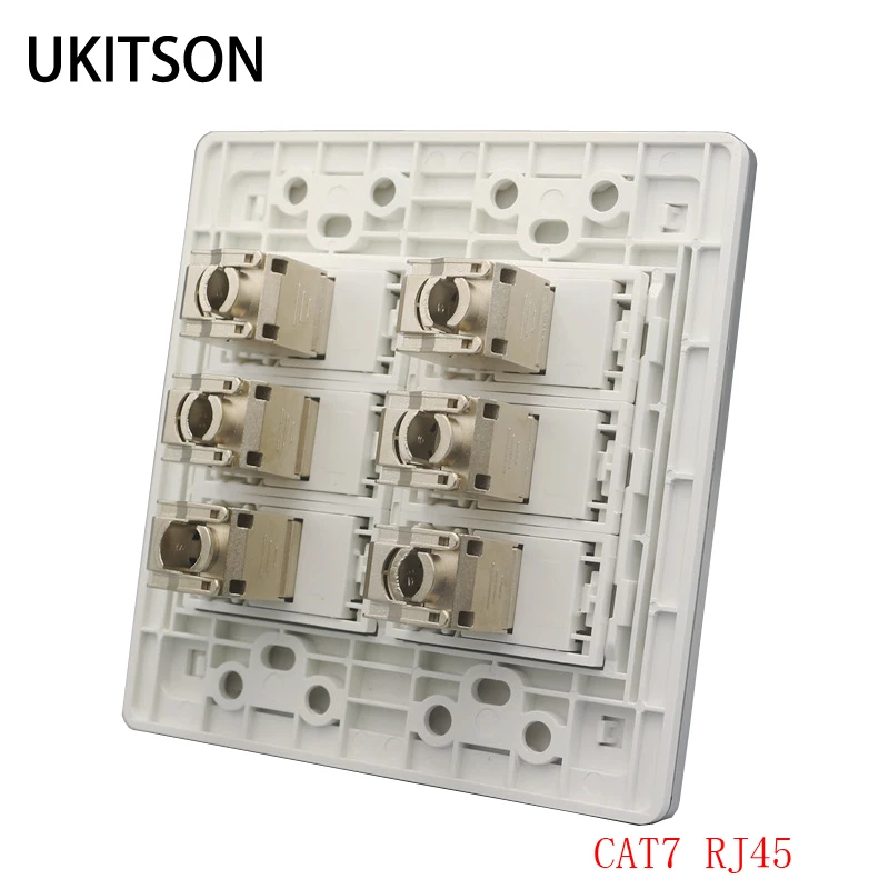 

6 портов CAT7 RJ45 Ethernet Лицевая панель 120x120 мм CAT.7 CAT6A щит модуль Keystone Jack для сетевого подключения 10Gpbs