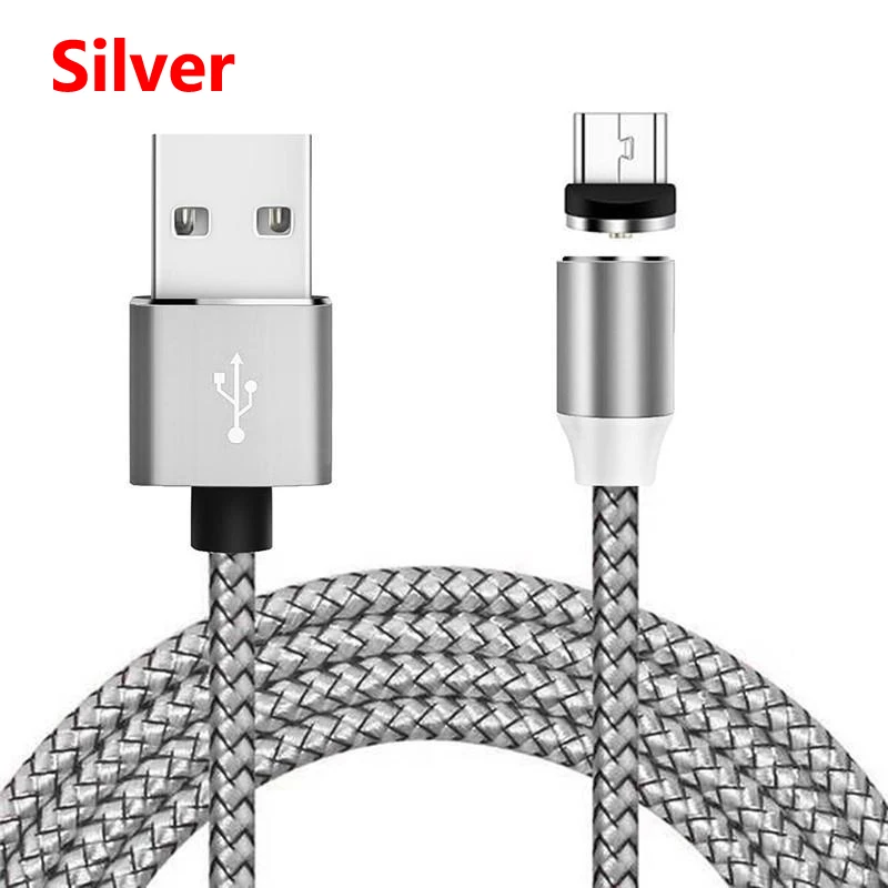 Магнитный кабель Micro USB для iPhone 11 Pro samsung A50 A70, быстрая зарядка, кабель usb type C, QC 3,0, быстрая зарядка, зарядное устройство - Цвет: Silver Cable