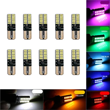 

10PCs Canbus T10 24SMD LED Light Bulbs Car No Error Super Bright 12V Clearance Lights Led Bulbs White/Pink/Yellow/Ice Blue/Red