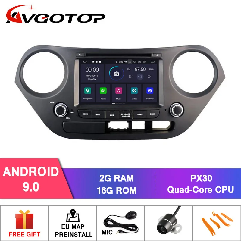 AVGOTOP Android 9,0 4 Гб+ 64 ГБ Автомобильный dvd-плеер для HYUNDAI I10- ips HD экран навигации - Цвет: 2GB 16GB RD5314