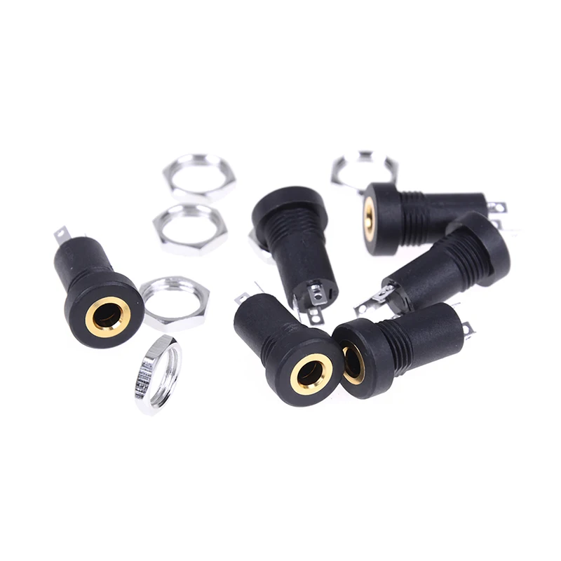 

2Pcs/lot 3.5MM Audio Jack Socket 3 Pole Black Stereo Solder Panel Mount With Nuts Connector