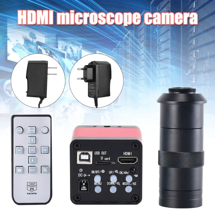 48MP микроскоп камера 2K HDMI промышленный микроскоп цифровая камера для промышленности с пультом дистанционного управления PUO88