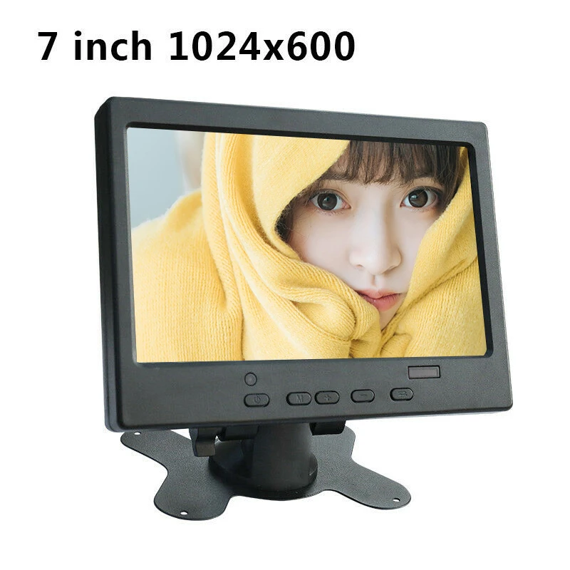 US $51.13 7 inch mini portable 1024x600 monitor TFT LCD CCTV computer monitor with VGA HDMI input builtin speaker for PS4 Xiaomi switch