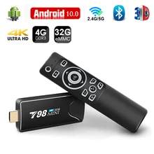 Caixa de tv android 10 mini vara da tevê 4k rk3318 2.4g 5g wifi bluetooth smart tvbox definir caixa de tevê superior android 2020