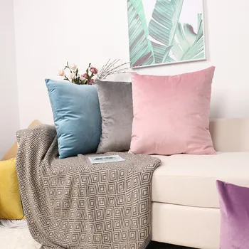 

New Style Household Solid Color European Style Pillow Cover Office Liz Velvet Pillow Home Lumbar Pillow Cushion