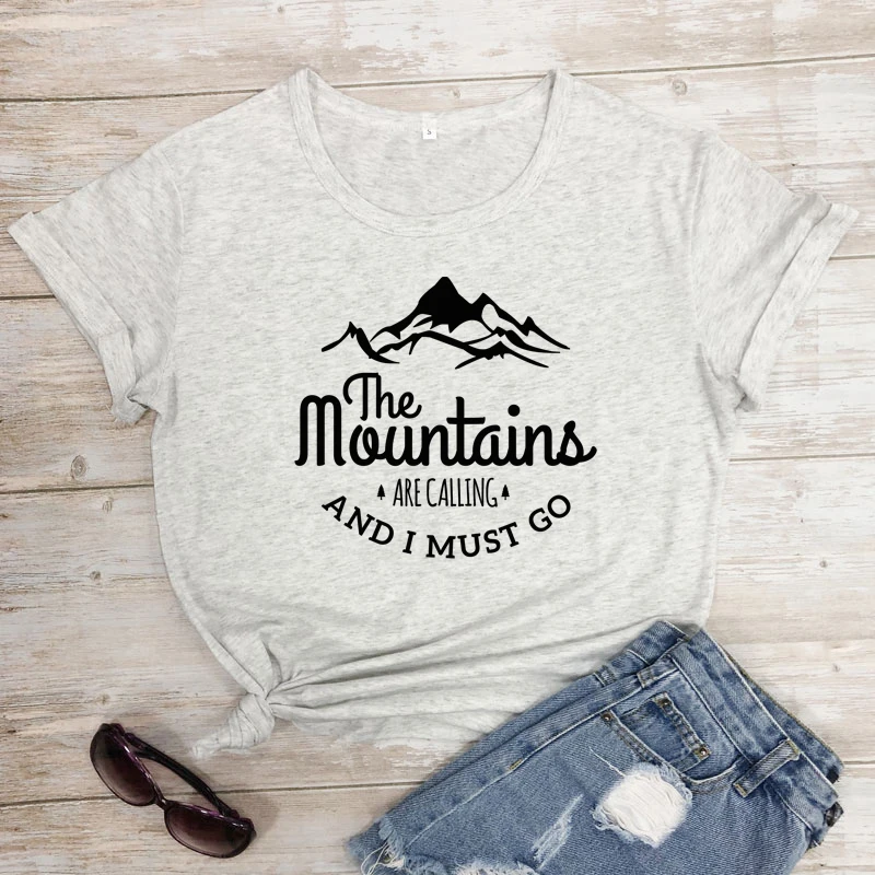 The Mountains Are Calling And I Must Go T-shirt Harajuku Unisex Short Sleeve Vacay Tshirt Fashion Women Graphic Adventure Tops summer shirt