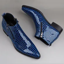 Alligator Skin Ankle Booties Shoes Fall Genuine Leather Blue Mens Pointed Toe Dress Boots Luxury Short Chelsea Boots Alligator Skin Ankle Booties Shoes Fall Genuine Leather Blue Mens Pointed Toe Dress Boots Luxury Short Chelsea Boots