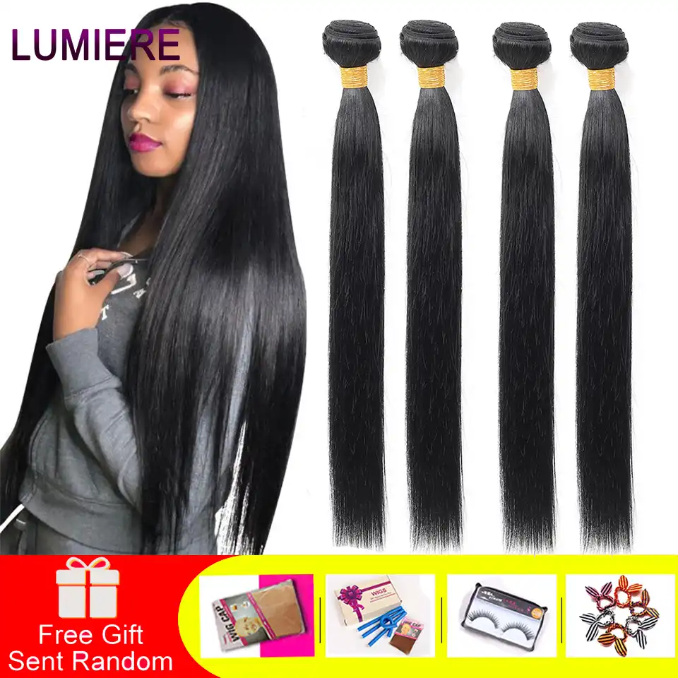 Lumiere Hair Peruvian Straight Hair Weave Bundles Medium Ration