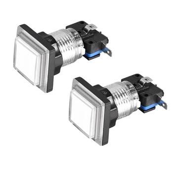 

uxcell Game Push Button 34x34 Square 12V LED Illuminated Push Button White 2pcs