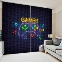 Zasłony do gier dla chłopców sypialnia dla dzieci wystrój pokoju dla graczy kurtyna nastolatki czarno-czerwona gra wideo kontroler okno Cortinas Gaming