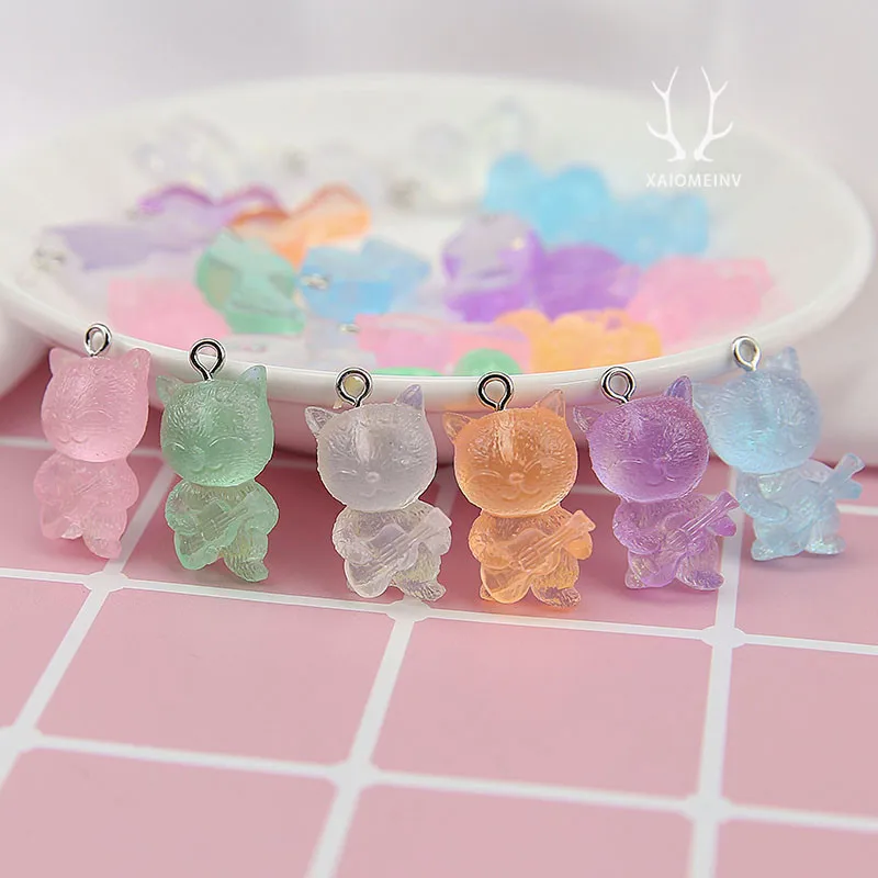 

8pcs creative cartoon animal lovely bear fox resin pendant earring for women keychain material diy fun jewelry girls accessories