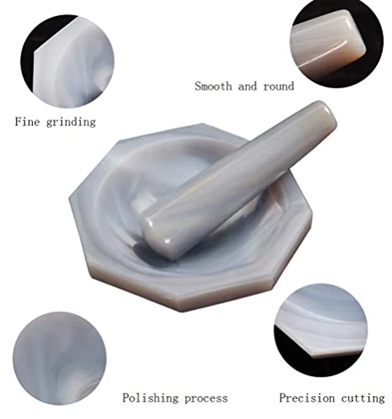 All size High Quality Natural Agate Mortar and Pestle Set for