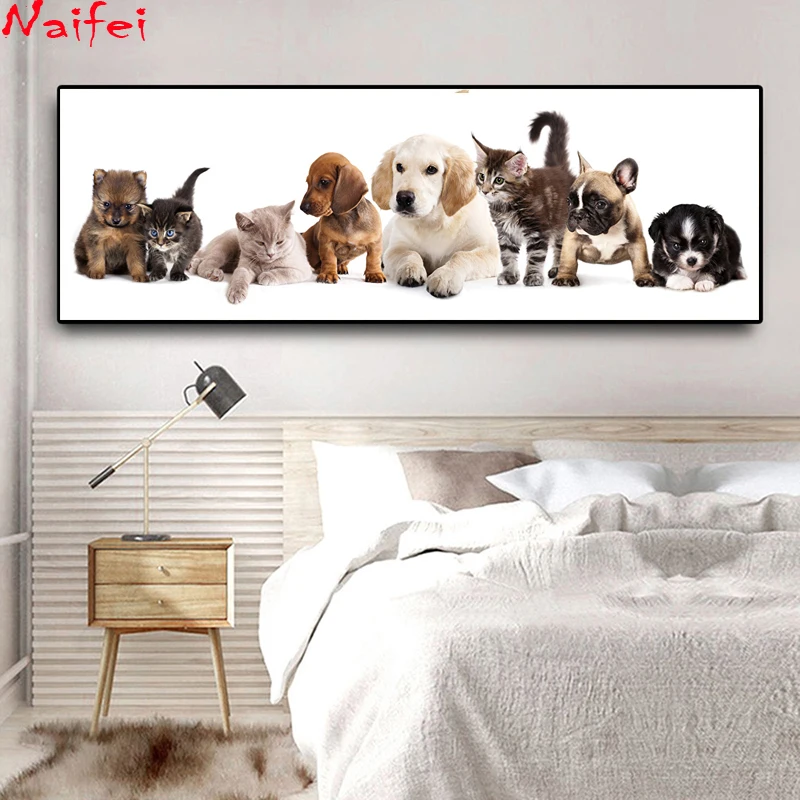 Animals Series Diy Diamond Painting Dogs and cats Embroidery Full round square Mosaic wall stickers Decor | Дом и сад