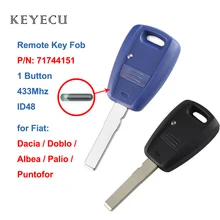 Chave remota de carro keyecu, chave 1 botão 433mhz com chip id48 para fiat doblo albea palio punto 2005 2006 2007 2008 p/n: 71744151