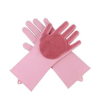 

Magic Silicone Dishwashing Scrubber Dish Washing Sponge Rubber Scrub Gloves Kitchen Cleaning supplies tool 1 Pair