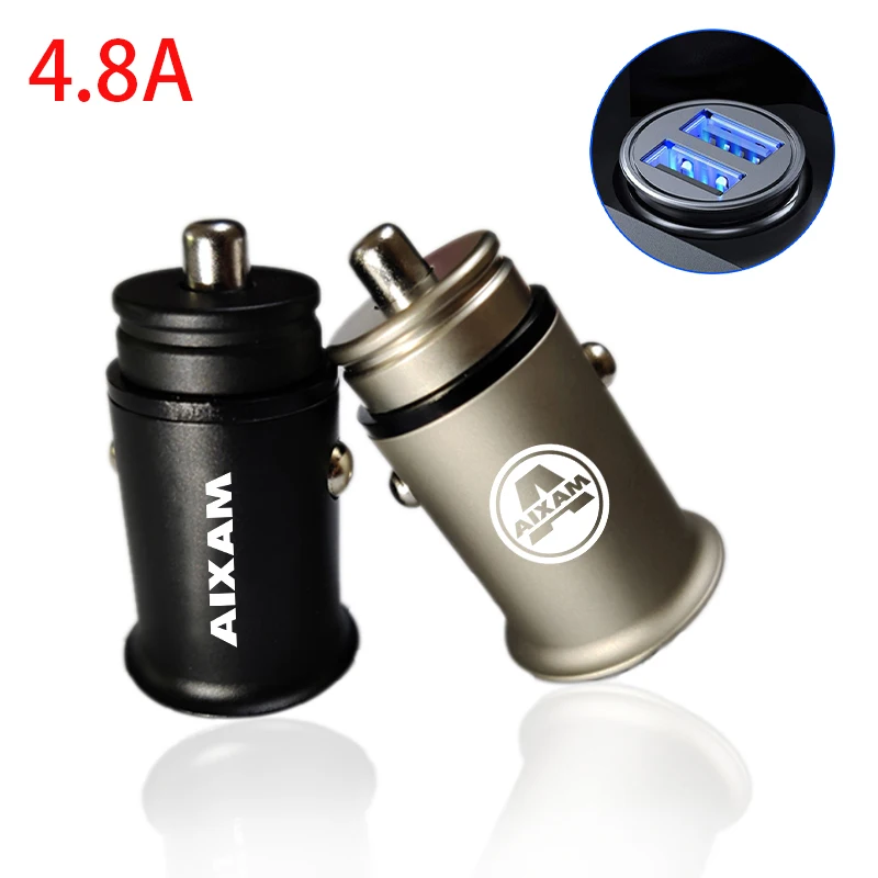 4.8A Adattatore Per Telefono Cellulare Con Caricatore Per Auto Doppio Caricatore Per Telefono Usb In Metallo Per Aixam Eaixam Minauto Sansation Mega A