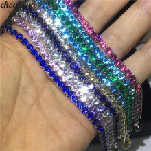 Choucong Модный женский теннисный браслет 4 мм AAAAA Циркон cz золотой и серебряный цвета свадебные браслеты для женщин мужчин модные украшения