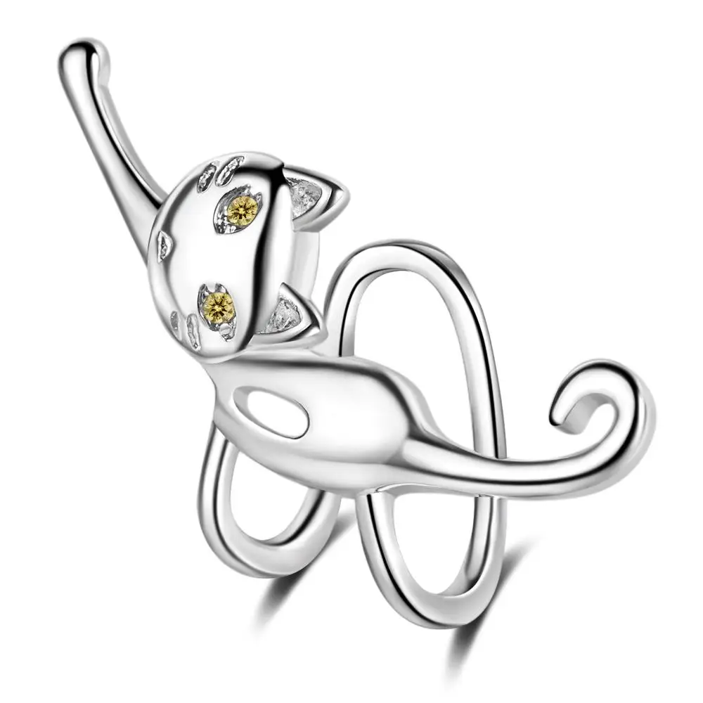 1pc Silver 925 Ear Cuff Earrings For Women Cat On Ear Jewelry Unique Design 925 Sterling Silver