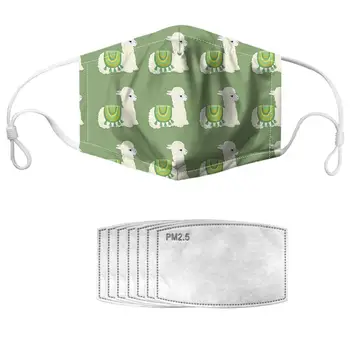 

NOISYDESIGNS Mask Mouth Cute Alpaca Face Mask 7 Filters PM2.5 Anti Dust Mascarilla Washable Reusable Half Muffle Face Mask