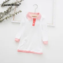 Новое Осеннее хлопковое белое платье в полоску для маленьких девочек вечерние платья принцессы с длинными рукавами для маленьких детей 8897