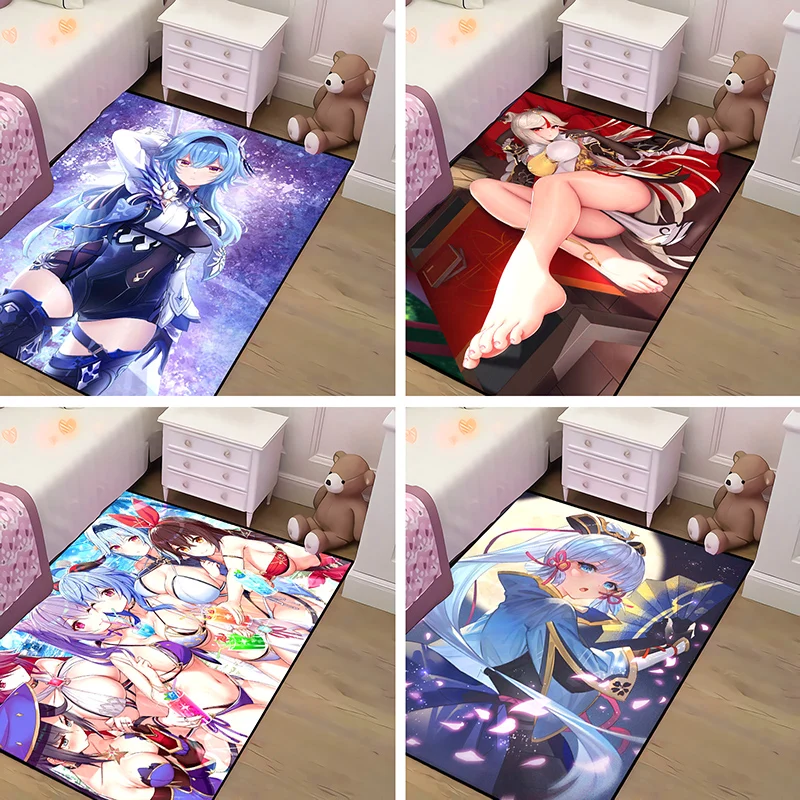 Cartoon Anime Girl Carpet Bathroom Non-Slip Print Cute Child Yoga Dance Stair Cotton Bath Mat Home Bedroom Absorbent Doormat 3DC | Дом и сад
