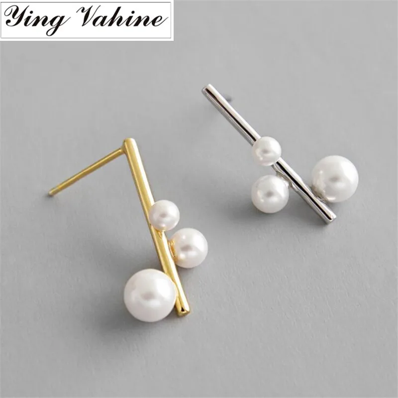 

ying Vahine 100% 925 Sterling Silver Shell Pearl Small Stud Earrings for Women