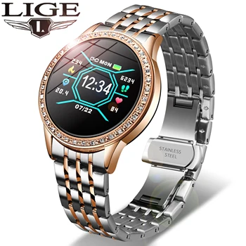 

LIGE fashion Smart Watch Women Fitness Tracker Waterproof Heart Rate Blood Pressure Monitor For Android ios Sport smartwatch+box