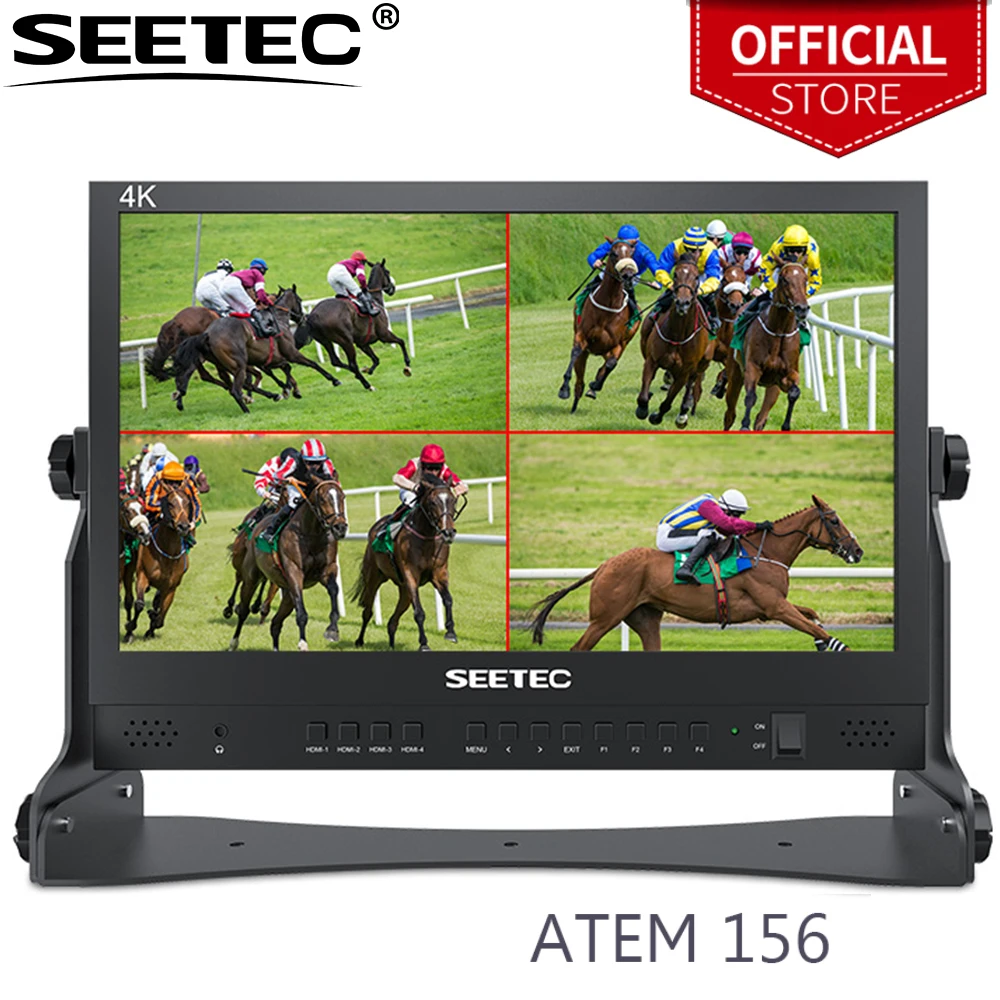 SEETEC ATEM156 15.6 Inch Live Streaming Broadcast Director Monitor with 4 HDMI Input Output Quad Split Display for ATEM Mini