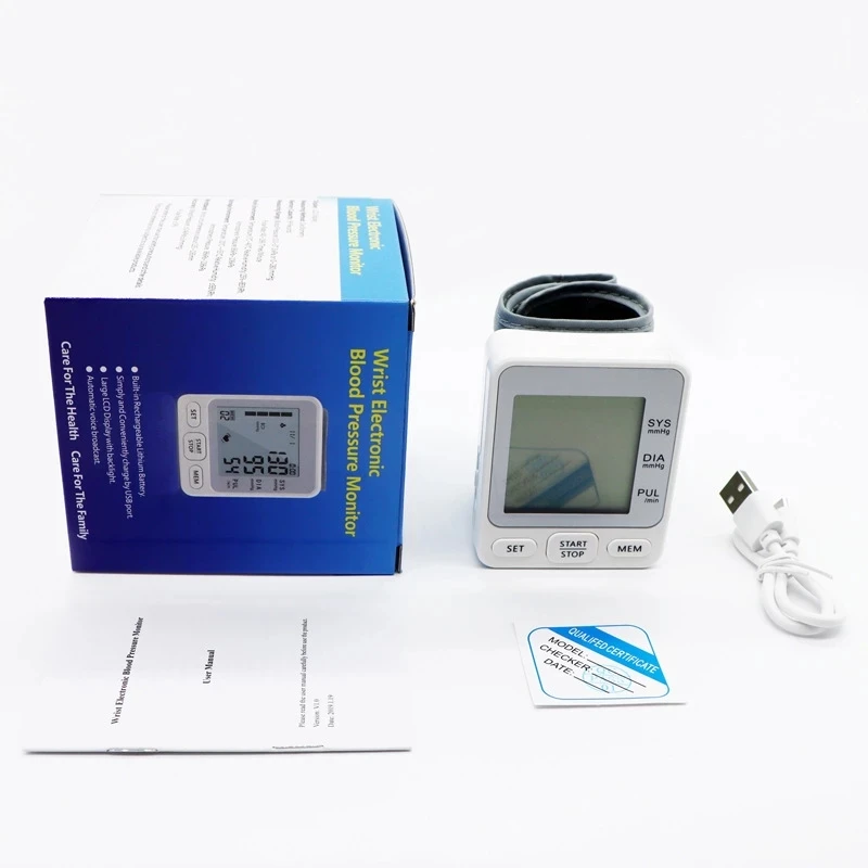 Multilingual Rechargeable USB Voice Digital Wrist Blood Pressure Monitor Automatic Tonometer Pulse Rate Heart Sphygmomanometer