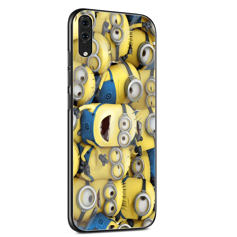 Стеклянный Чехол для мобильного телефона huawei P30 P20 P Smart P10 Y6 7A Y9 Honor 8X9 10 mate 20 Pro Lite чехол "Миньоны" милый чехол