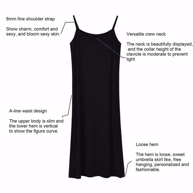 Women Sling Dress Casual Solid Spaghetti Short Dress Sleeveless Dress Slips Under Dress Sexy Ladies