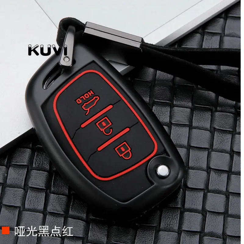 Carbon fiber Alloy Car Remote Flip Key Fob Shell Cover Case For Hyundai Creta I10 I20 Tucson Elantra Santa Fe