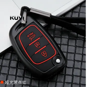 

Carbon fiber Alloy Car Remote Flip Key Fob Shell Cover Case For Hyundai Creta I10 I20 Tucson Elantra Santa Fe 2016 2017 2018