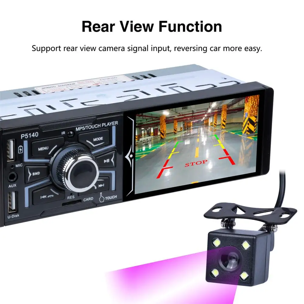 Multimidia Carro MP5 плеер Dual USB 4,1 дюймовый сенсорный экран стандартная формула управления P5140 с камерой заднего вида 7 цветов