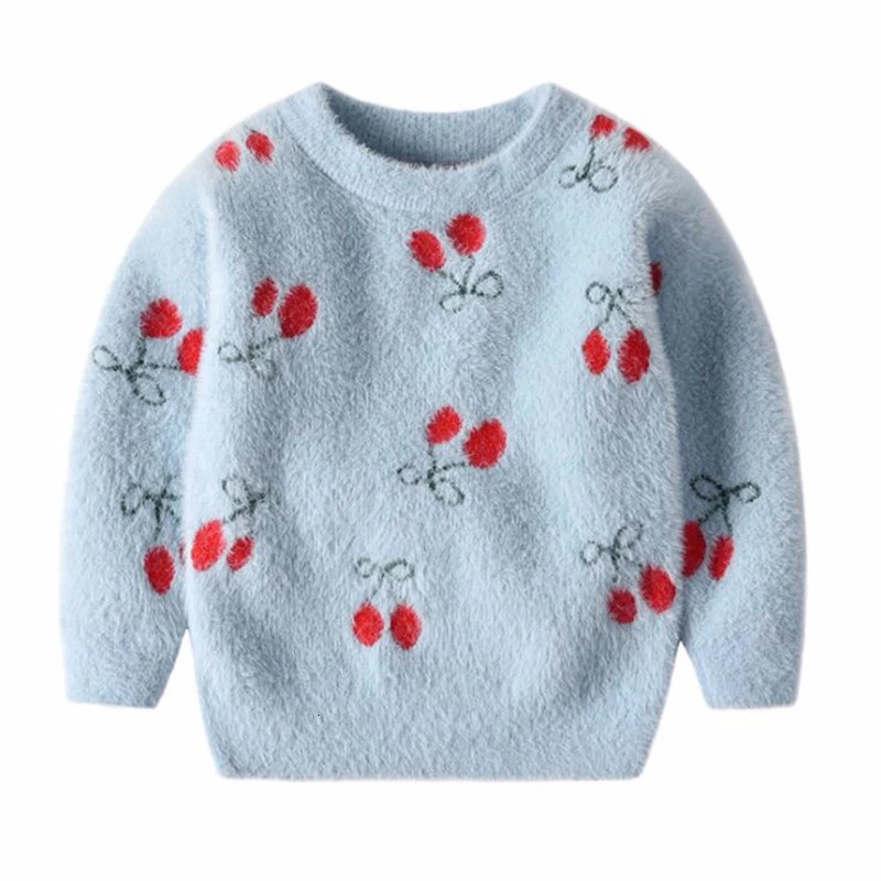 Girls Winter Sweater Water Mink Velvet Kids Wool Knit Clothes New Baby Boys Cartoon Pullover Sweaters for Children Clothing - Цвет: Ali1551Z