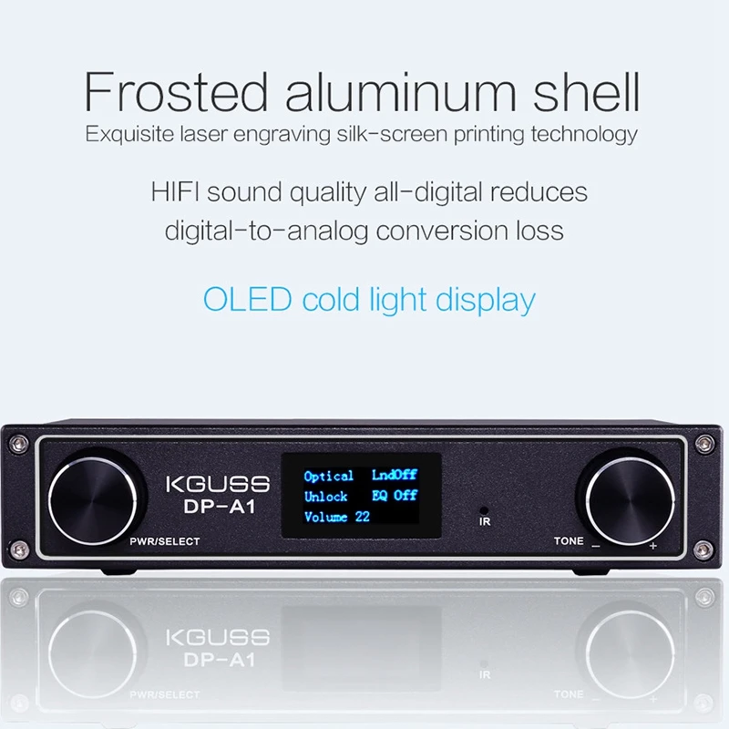 Kguss Dp-A1 Hifi Цифровой усилитель звука Bluetooth Csr64215 Bluetooth 4,2/Usb/волокно/коаксиальный/Aux вход 24 бит 192 кГц 120 Вт X 2 Aptx