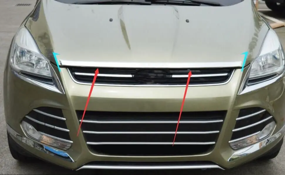 FIT Front Hood Bonnet Grille Grill Lip Molding Garnish Trim Cover Strip Spoiler For Ford Escape KUGA 2013 2014 2015