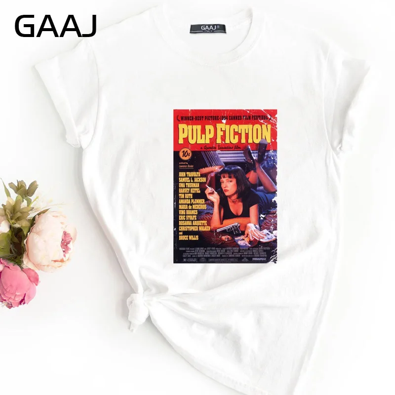 GAAJ "Pulp fiction Quentin Tarantino Life Is Boring" Футболка женская Повседневная Ulzzang Женская футболка Топы Новинка ZG80T