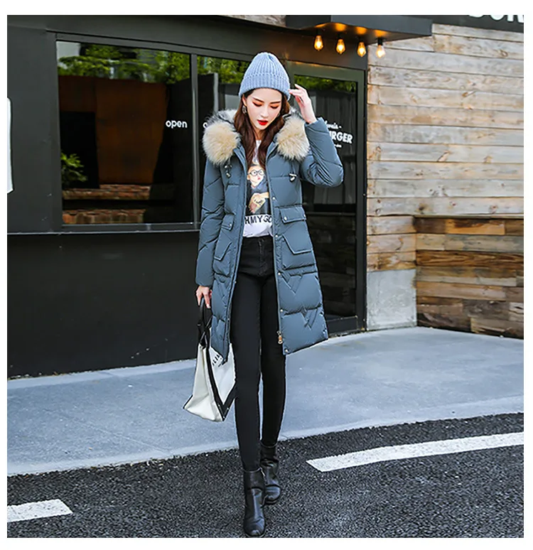 Горячая толстое тело здание большой воротник хлопок куртка средней длины пуховик хлопок куртка женская зимняя куртка 815